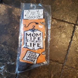 Primitives by Kathy Moms Life Is The Best Life Orange Novelty Socks OSFM NWT